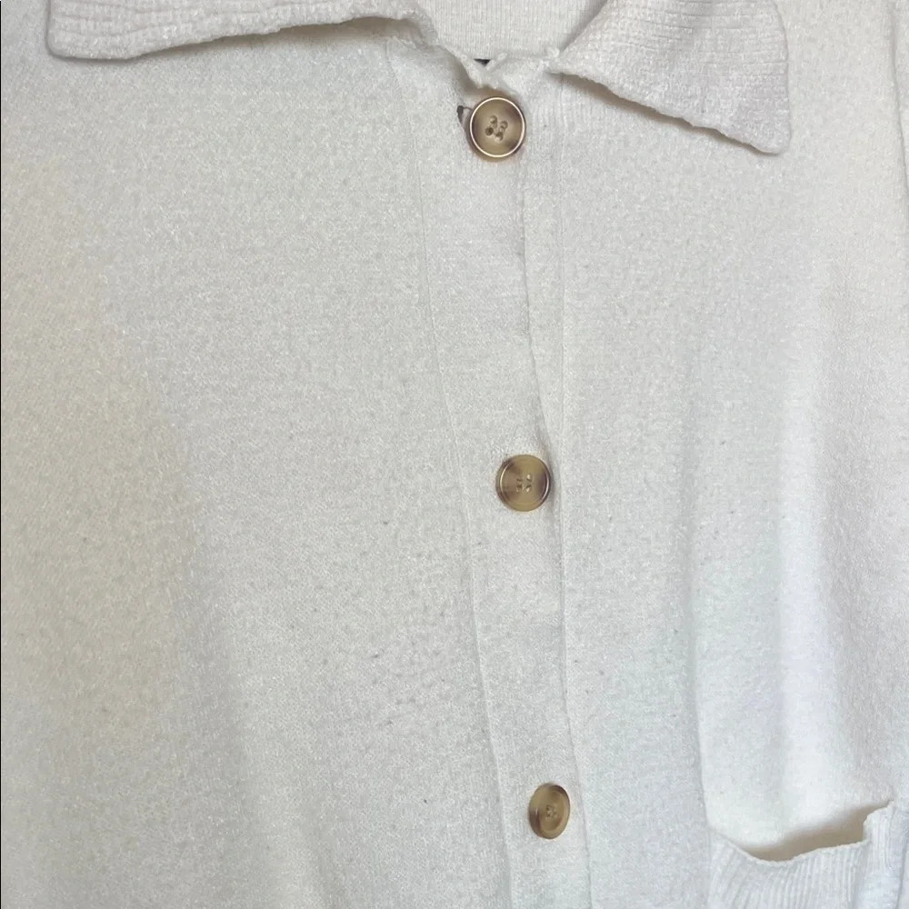 Verve Ami|Women's Preppy Cream Button-Up Sweater with collar|Small|EUC